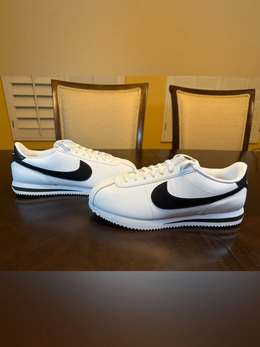 New Nike Cortez Leather White Black Sneaker Shoes Size US 12